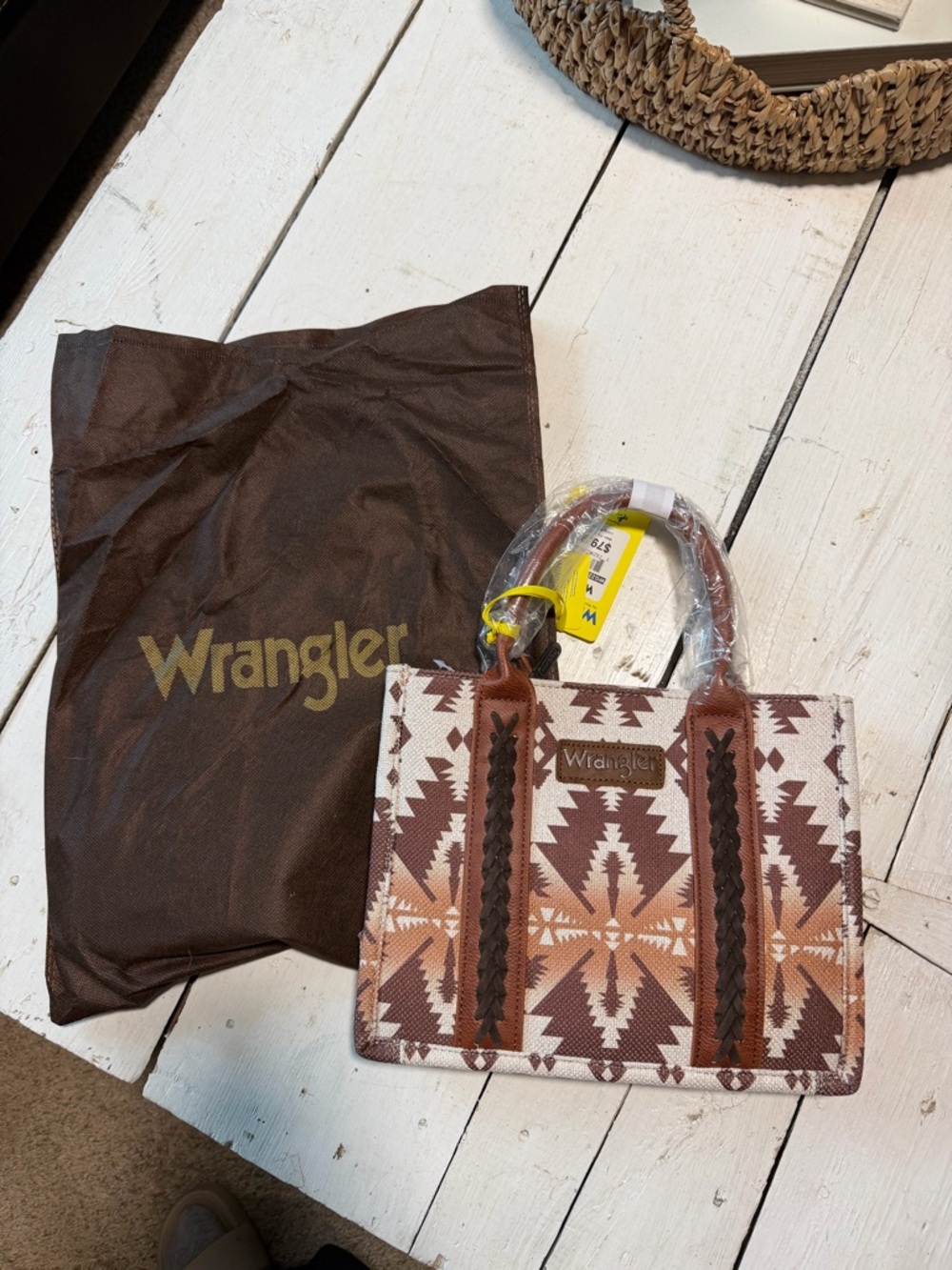 Wrangler Brown and Tan Aztec handbag with Leather Trim